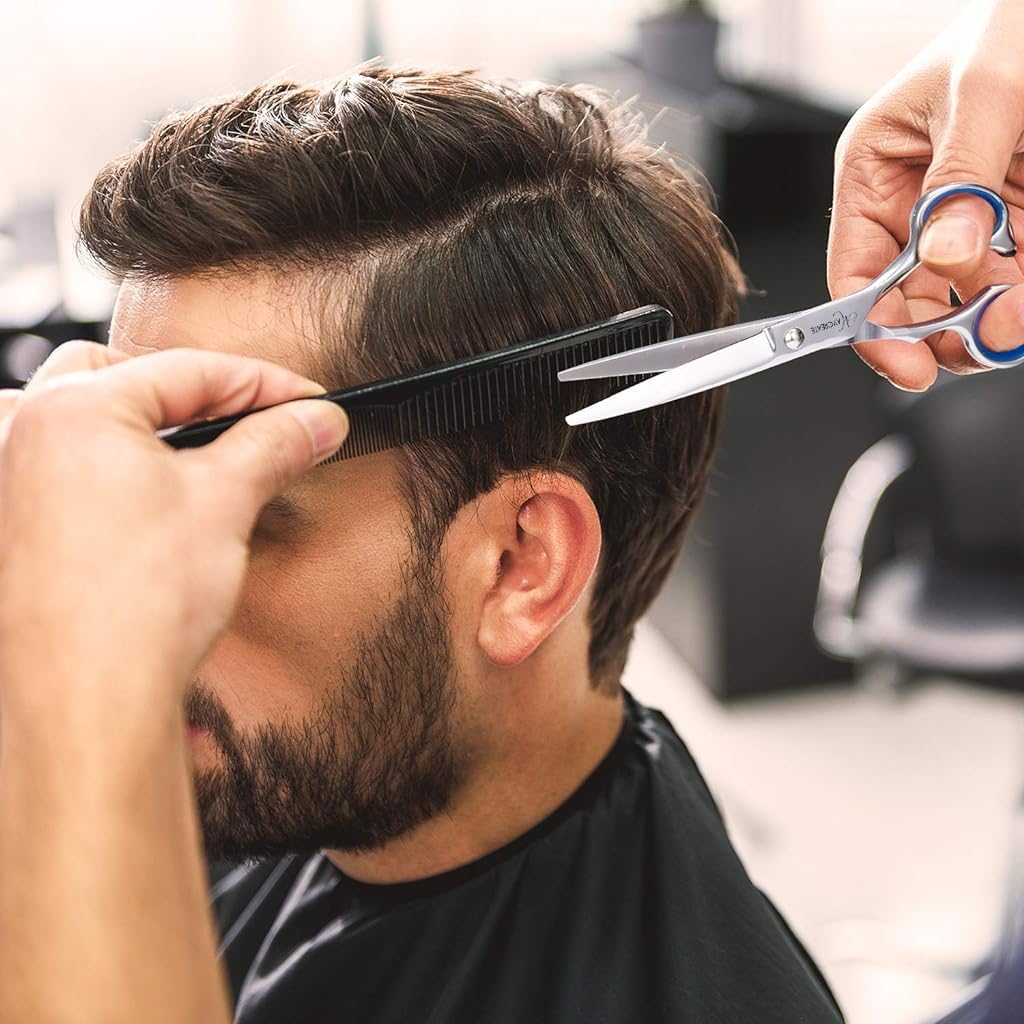 ELEPHANTBOAT Professional Hair Cutting Barber Scissors Kit,6.7 Inch Hairdressing Scissors with 3 Combs,Haircut Cloak and Hair Clips Hairdresser for Men and Women 9 Pcs