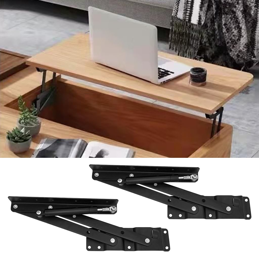 Serplex 2Pcs Lift Top Brackets Universal Lift-Top Hinges Folding Lifting Brackets for Lift-Top Coffee Table Replacement Lift Top Brackets for Coffee Table, Storage Benches, Cabinets