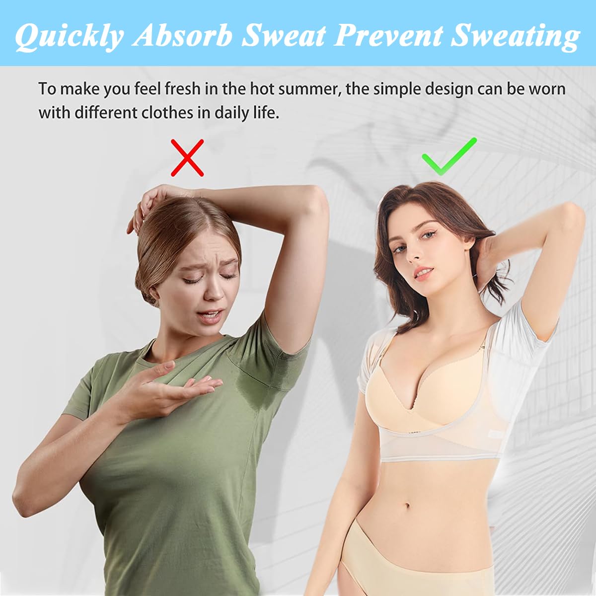 MAYCREATE Sweat Pads for Underarms Women Breathable Sweat Proof Vest Sheer Mesh Armpit Pad Underarms Pad for Women, Washable & Reusable - Size L
