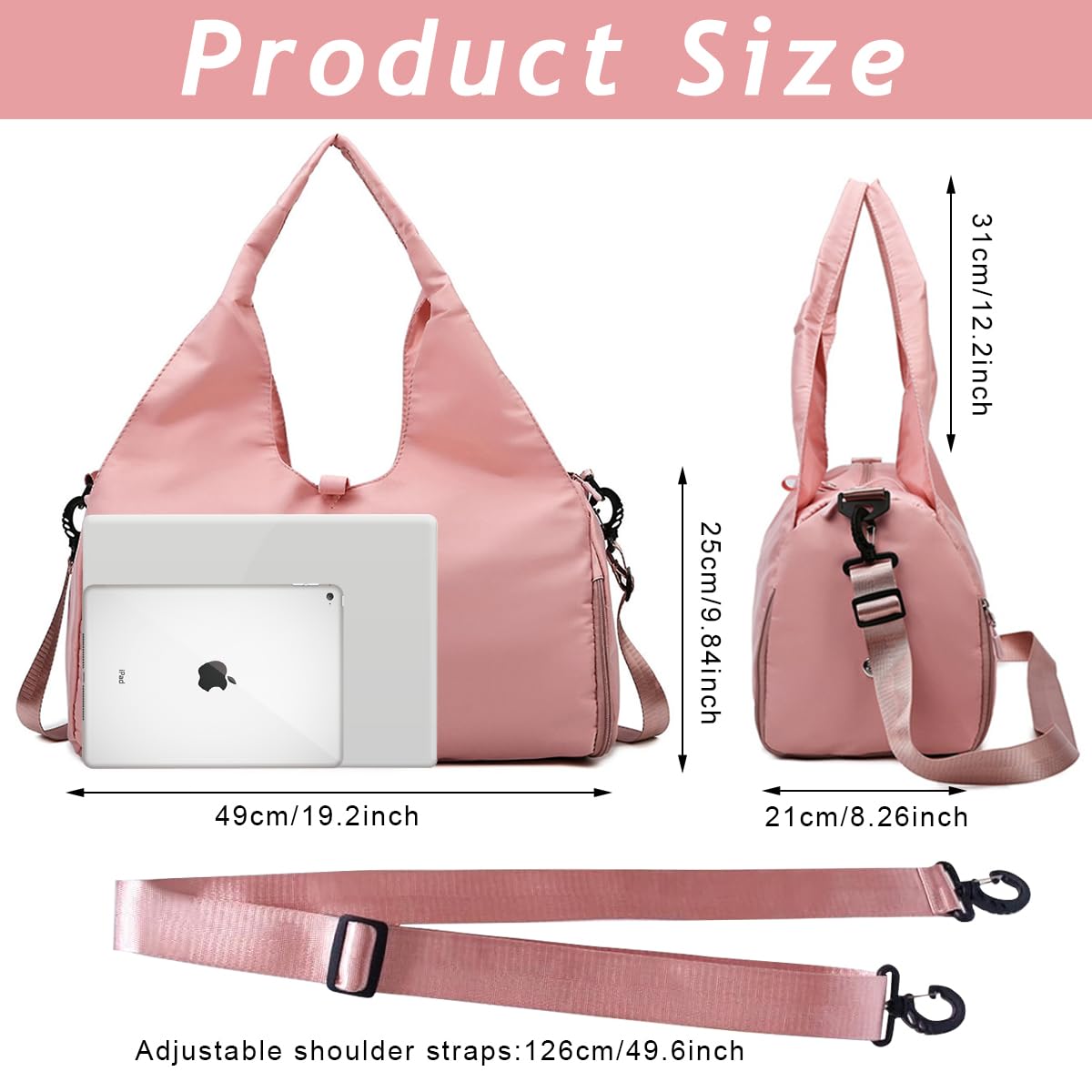 PALAY Women's Travel Duffle Yoga Bag Large Carry Bag with Shoe Compartment & Wet Compartment Travel Bag Men's Gym Sports Gym Bag for Yoga Mats & Yoga