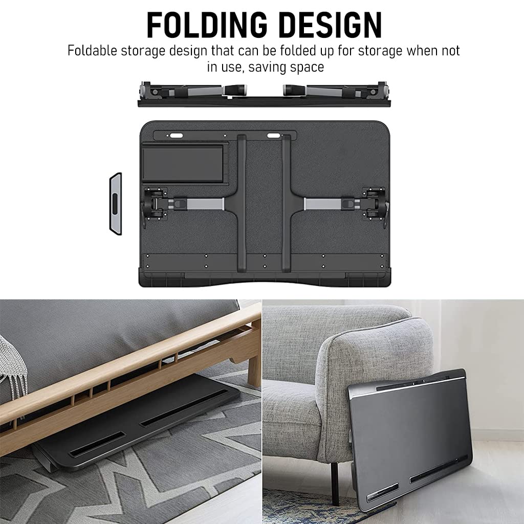 Verilux Laptop Table with Foldable Legs Storage Drawer Tablet Slot Phone Stand Computer Table for Home Laptop Table for Bed Foldable Laptop Desk for Working, Eating, Writing, Drawing, 23.6