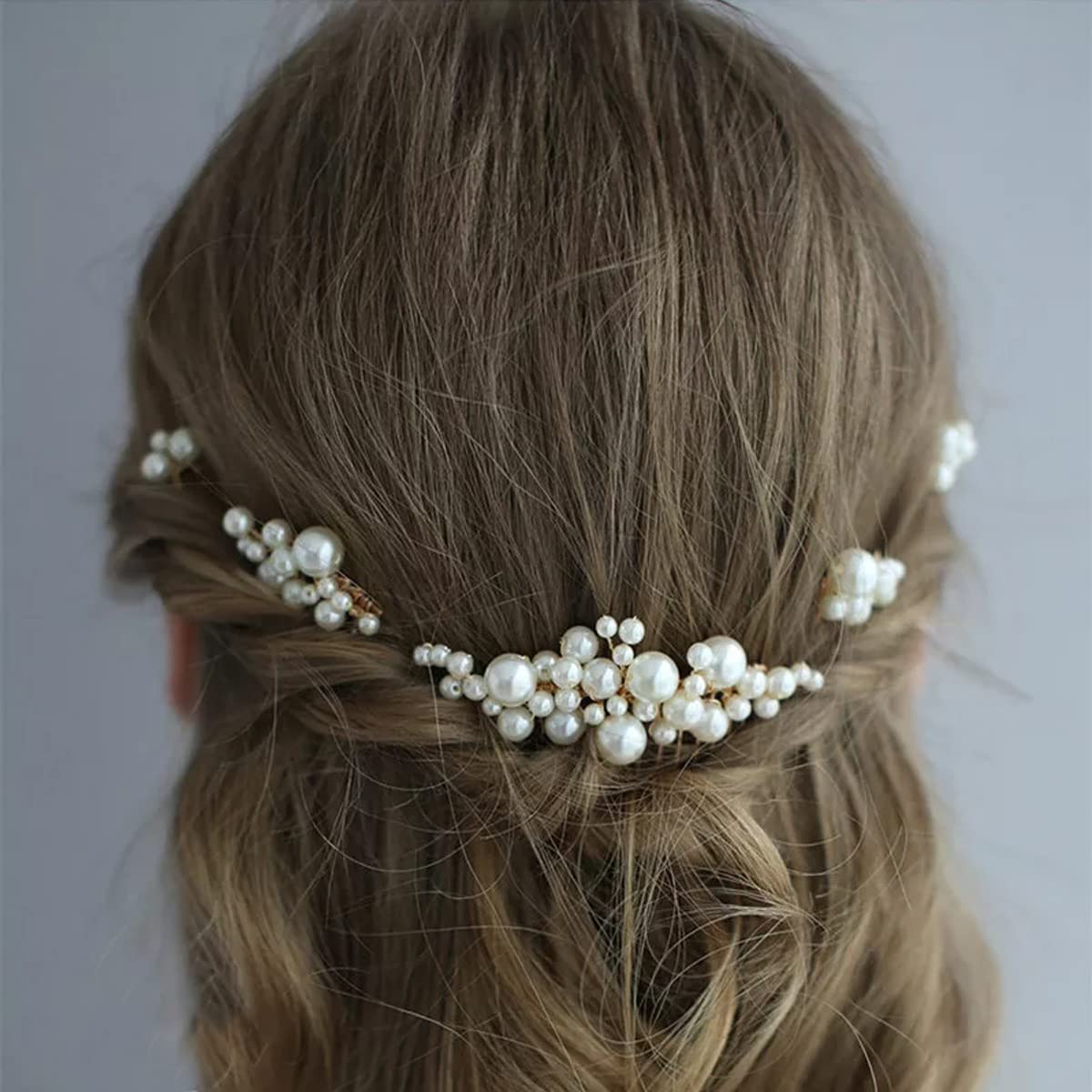 SANNIDHI 5Pcs Bridal Hair Accessories for Women Stylish Hair Comb Clips Hair Pins for Women Girls Wedding Bridesmaid Faux Pearl Hair Bun Pins Hair Jewellery