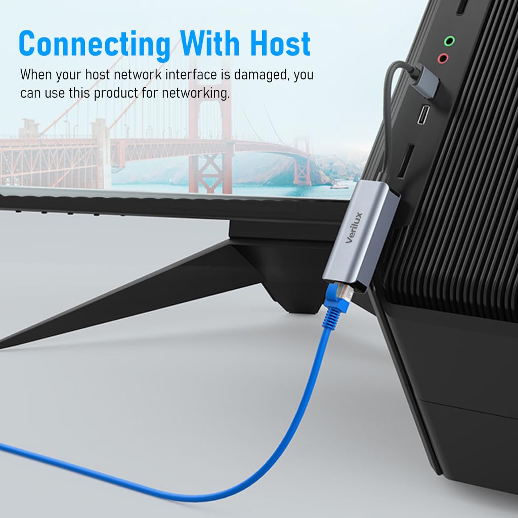 Verilux USB to Ethernet Adapter, USB 3.0 to RJ45 Gigabit Ethernet Adapter, USB A to RJ45 LAN Network Adapter Compatible for Laptops, Desktop Computers, Gaming Consoles, Smart TVs