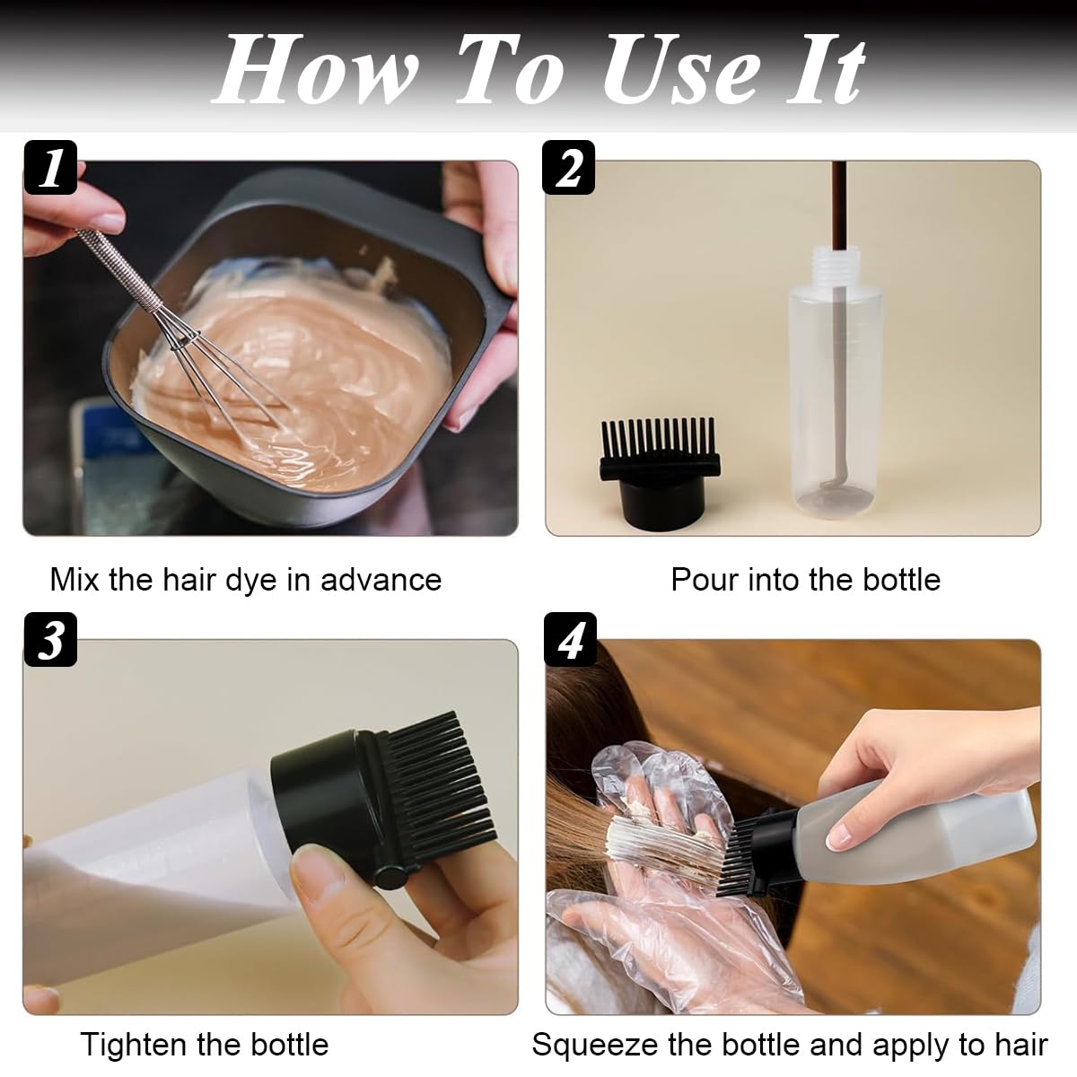 MAYCREATE Root Comb Applicator Bottle 180ml, Oil Applicator for Hair Dye Hair Oiling Applicator Bottle with Graduated Scale Treatment Essential