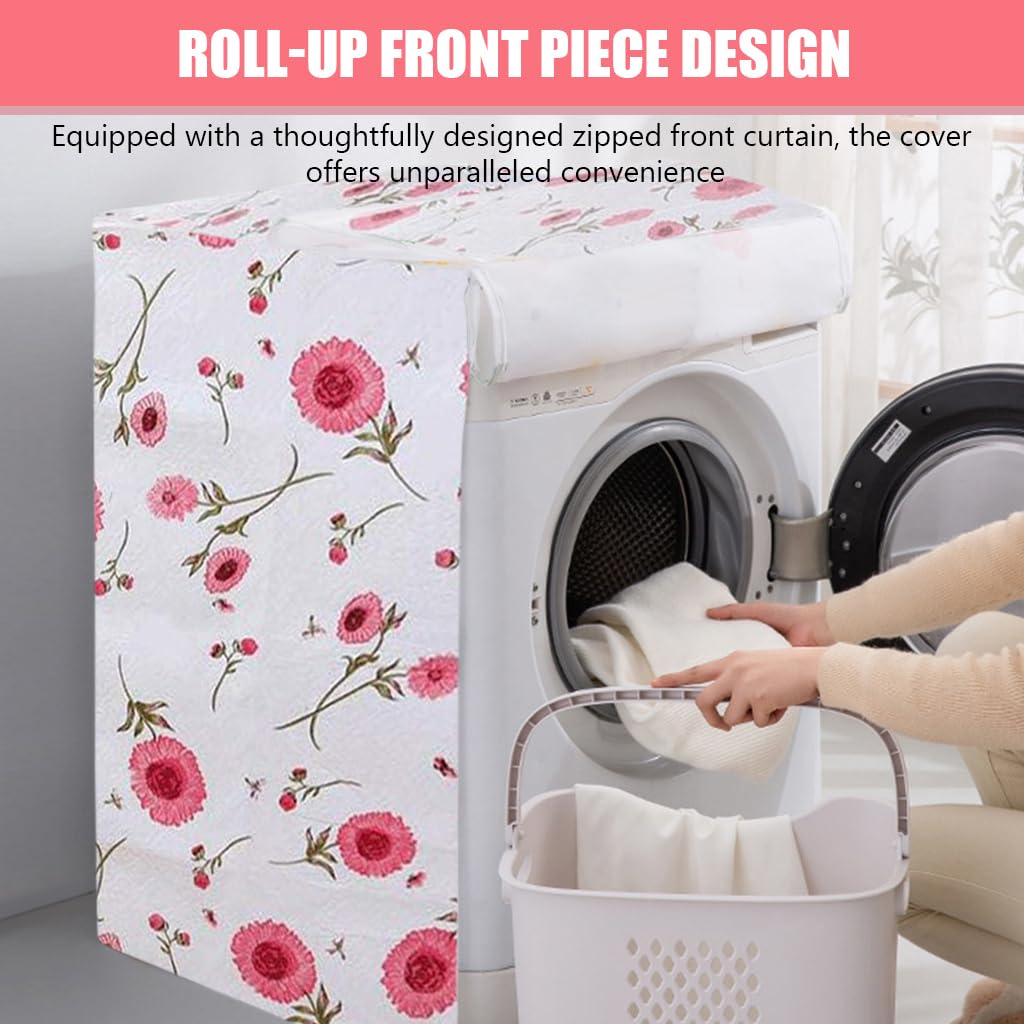 HASTHIP Washing Machine Dust Cover Front-Loading Washing Machine Dust Cover PEVA Washing Machine Fashion Floral Print Household Washing Machine Dust Cover