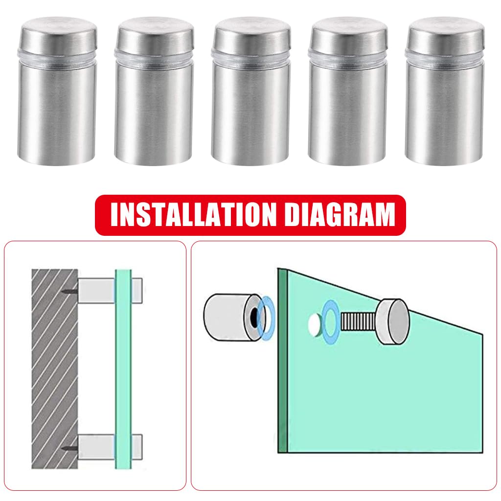 Serplex 5Pcs Standoff Screws 1.2x2cm Stainless Steel Standoff Screws for Mounting Acrylic Glass Panels on Wall or Billboard Stainless Steel Brushed Standoff Screws for Signs, Office Nameplates