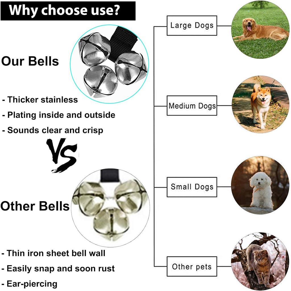 Qpets Dog Doorbell Training Bell Door Hanging Bell for Potty Training, Going Out, Simple Dog Training Bell for Behavior Training & Communication 85cm Long Training Bell for Puppies, Adult Dog