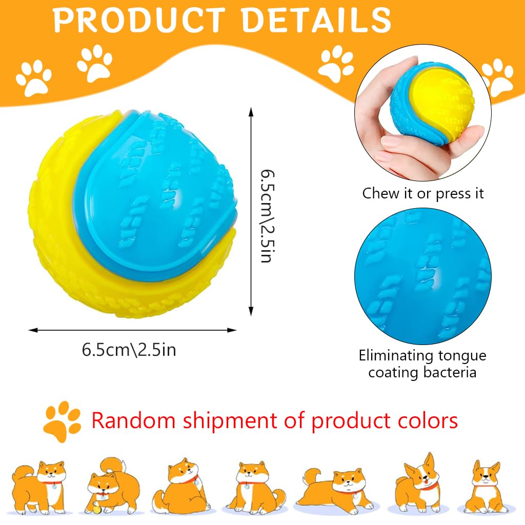 Qpets Squeaky Toys for Dogs, 3.5'' Dog Toy Ball Soft TPR Color Interactive Dog Balls, Squeaky Dog Ball Chew Toy for Dog Molar Interactive Pet Chasing Ball Toy (Randomly Distribute Ball Colors)