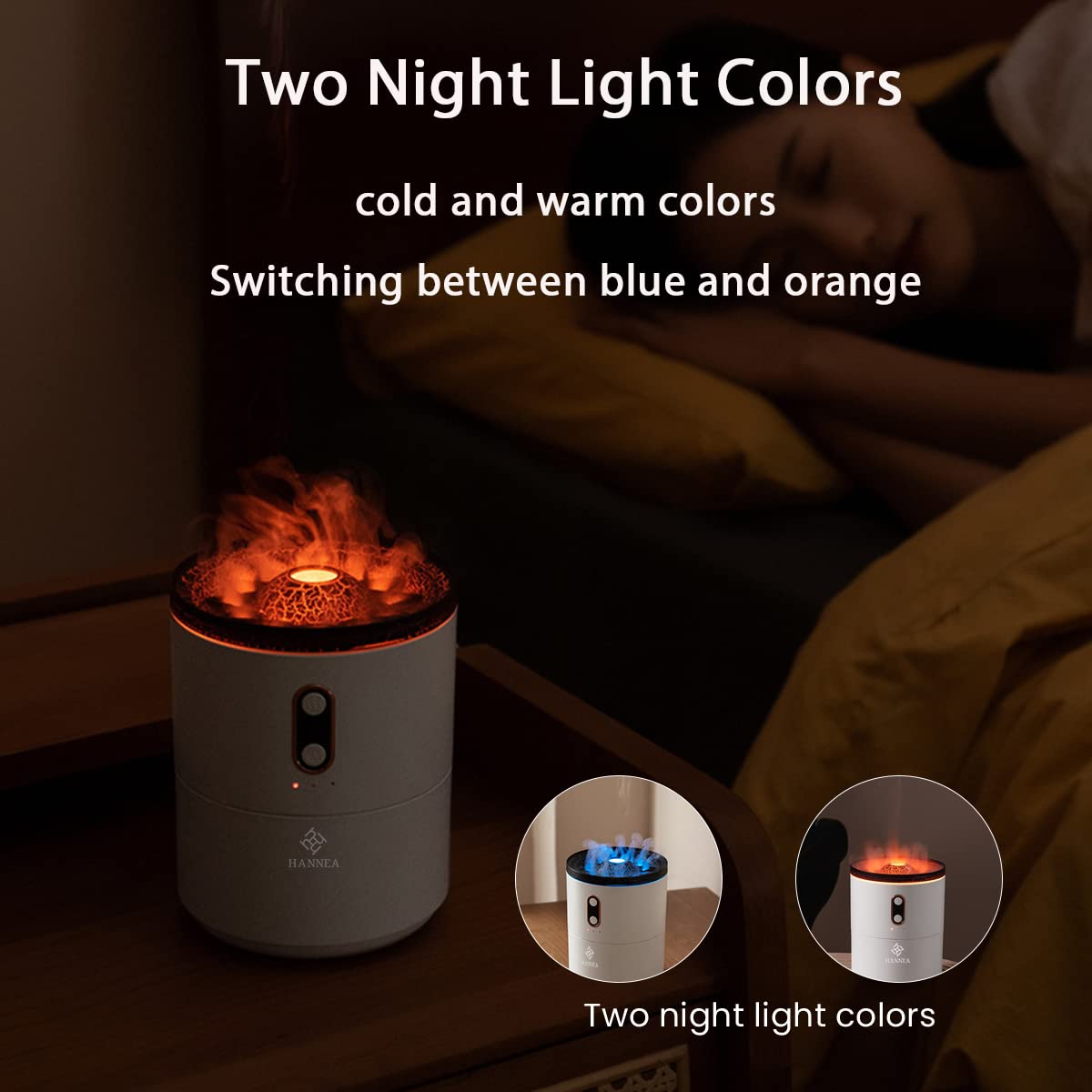 HANNEA Humidifier for Room Moisture 450ML Jellyfish Volcano Warm & Cool Mist Flame Lighting Effect Aroma Diffuser for Home Fragrance Essential Diffuser 24dB Silent Humidifier 2/4/6 Hours Timer