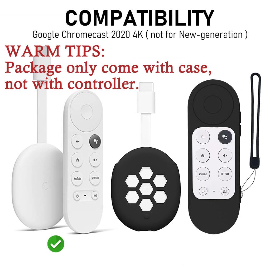 ZORBES Remote Control Cover Protective Cover for Google Chromecast 2020 Set of 2pcs Silicone Cover for Google Chromecast 2020 4K & Remote (not for New-Generation)