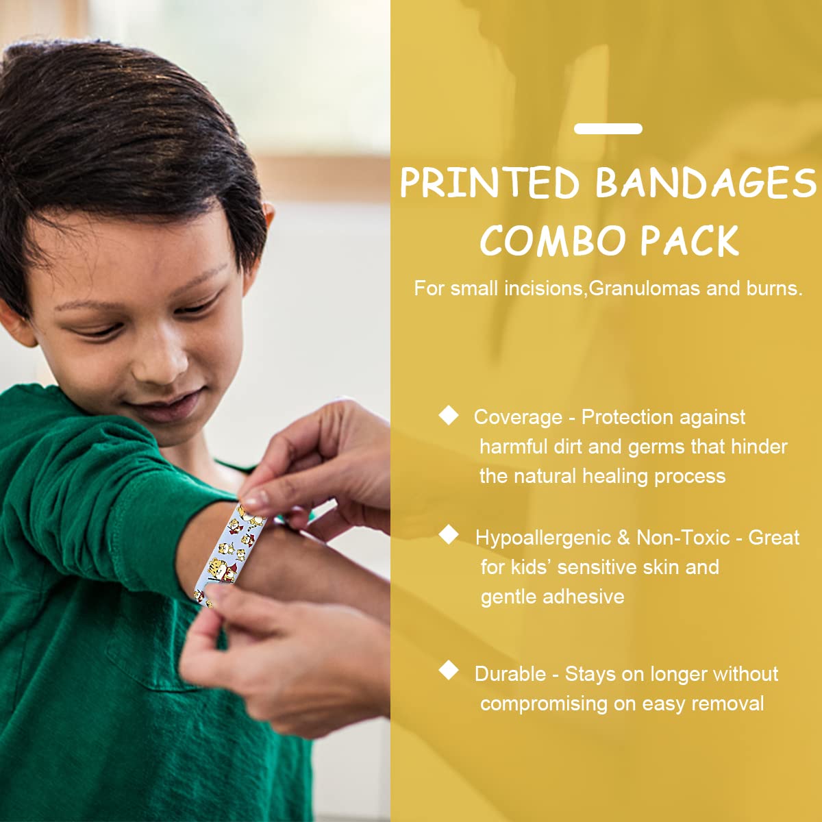 MAYCREATE 120 Pcs Band Aid Kids Waterproof Band Aid Strips Breathable Children's Printed Cartoon Band-Aid Mini Cute Stretch Hemostatic Stickers Combo Set