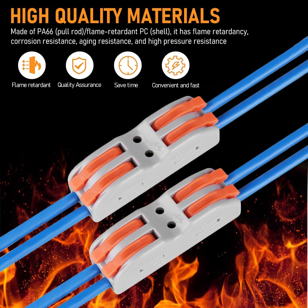 Serplex 20Pcs Wire Connector Kit 2 Circuit Inline Splices Cable Connector With Control Lever Compact Splicing Wire Jointer Cable Conductor Clamp Wire Connector Jointer Conductor For 28-12 Awg
