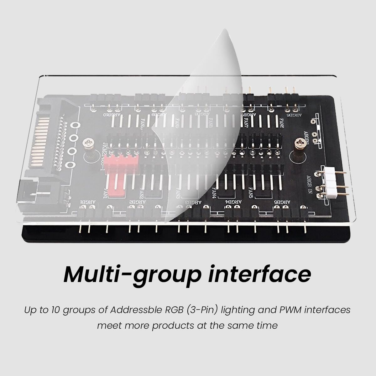 Verilux ARGB and PWM Fan HUB, 10 Ports for Addressable RGB Lighting, 1 to 6 Multi Way backplane Splitter 5V/3PIN Case Fan Hub Adapter, 3-Pin PC PWM Fan Hub CPU Cooling HUB Controller Fan Hub Splitter