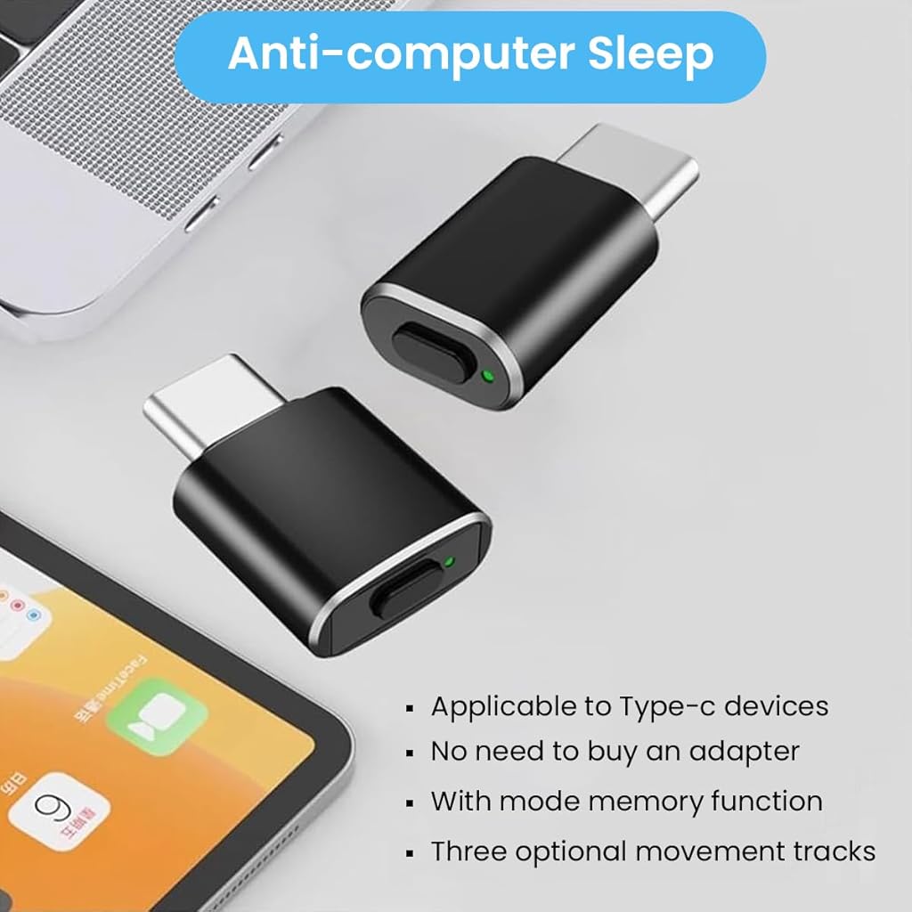 Verilux Type C Mouse Jiggler with 3 Jiggle Modes for Telecommuting Undetectable Mouse Jiggler USB C Mouse Jiggler for Laptop, Desktop, Driver-Free, Simulate Mouse Movement to Keep Screen Active