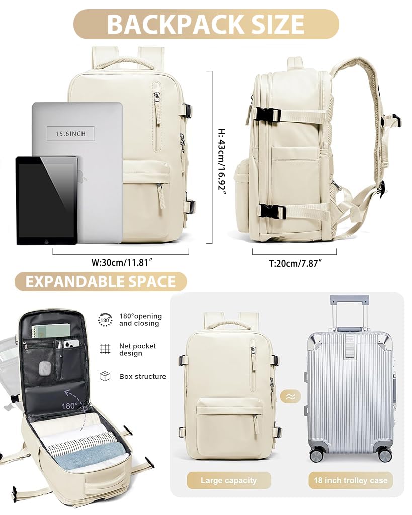 PALAY® Travel Backpack with Seperate Shoe Storage 14'' Laptop Backpack Full Open Zipper Bakcpack with Multi Compartments Fashion Outdoor Travel Waterproof Backpack