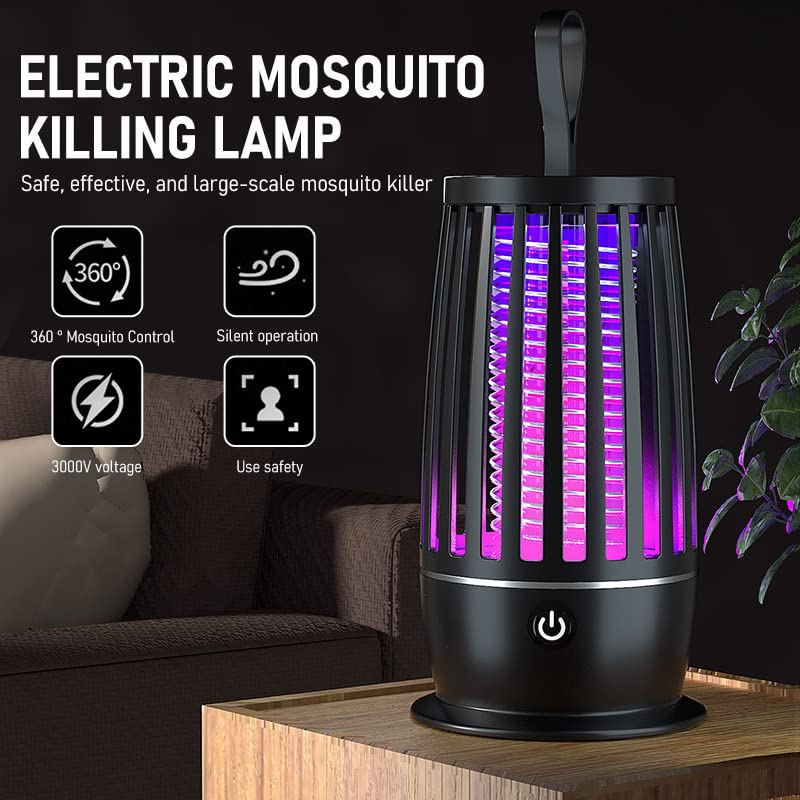 HASTHIP UV Mosquito Mosquito Killer Lamp with Night Light and1200mAh Battery, Quiet Electronic Insect Killer Machine and All Common Flies, Hanging Electric Bug Zapper for Indoor Outdoor Camping