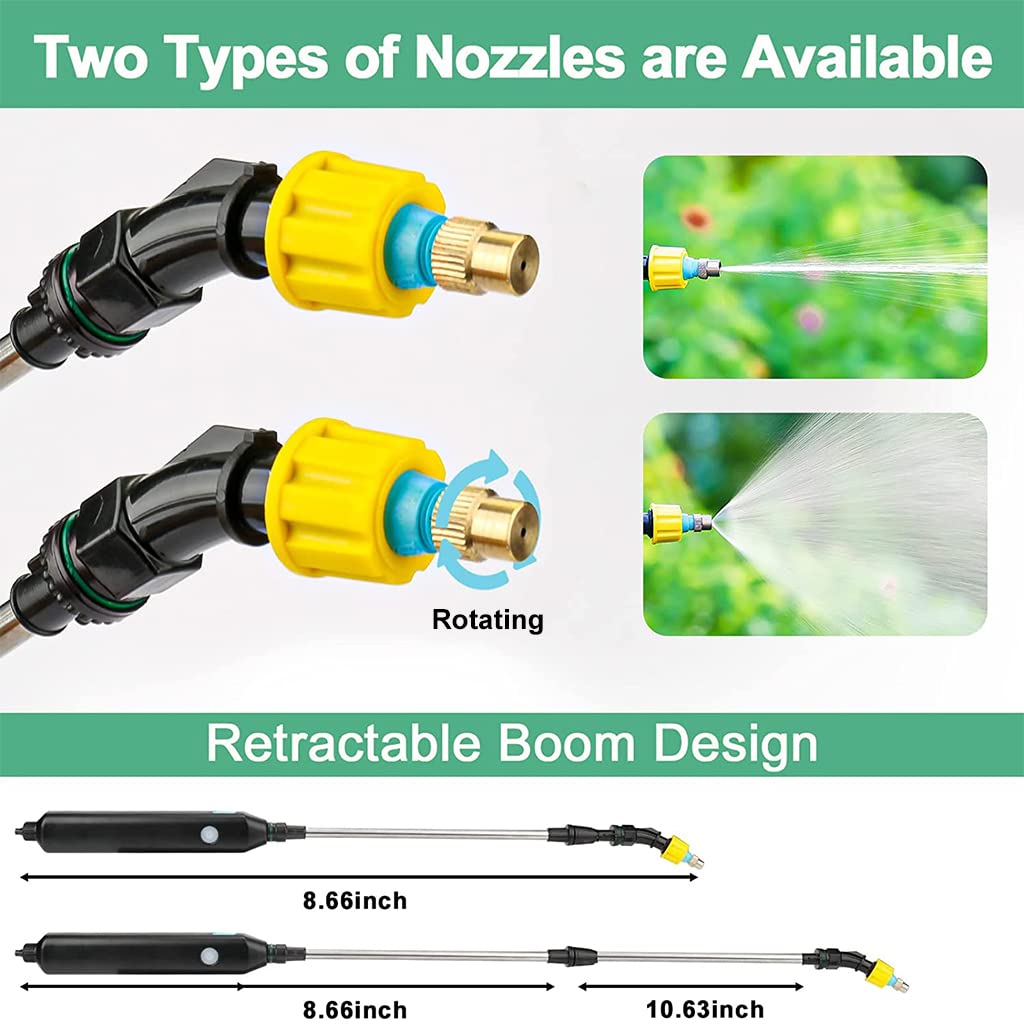 HASTHIP Electric Agriculture Sprayer with 5L Watering Can & 3m Pipe & 2 Nozzles, USB Rechargeable Sprayer Pump, Portable Sprayer with Telescopic Wand for Gardening for Greenhouse Planting Bush Flower