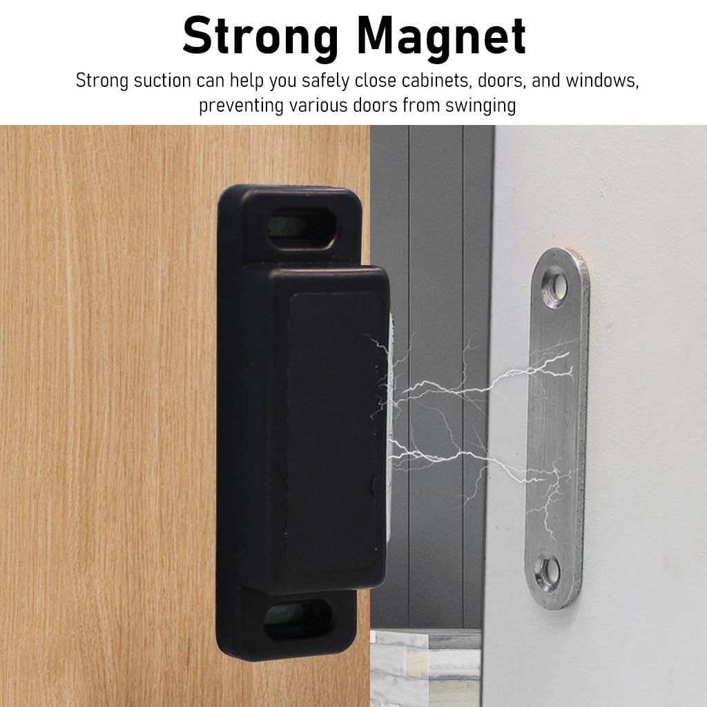 HASTHIP 12 Pack Cabinet Magnet Latch, Best for Cabinet Doors, Cupboards, Drawers and Shutters, Cabinet Magnetic Latch Easy Install, Magnetic Cabinet Catch Screws Included (Black)