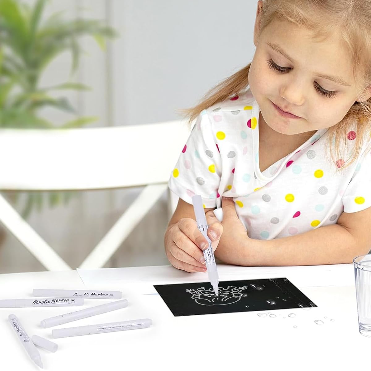 HASTHIP 8 Pack White Paint Pen White Acrylic Permanent Marker White Mark Pens, 2mm Waterproof Smudge Resistant Quick Dry Mark Pens, for Plastic Leather Glass Stone Metal Canvas Ceramic Marker