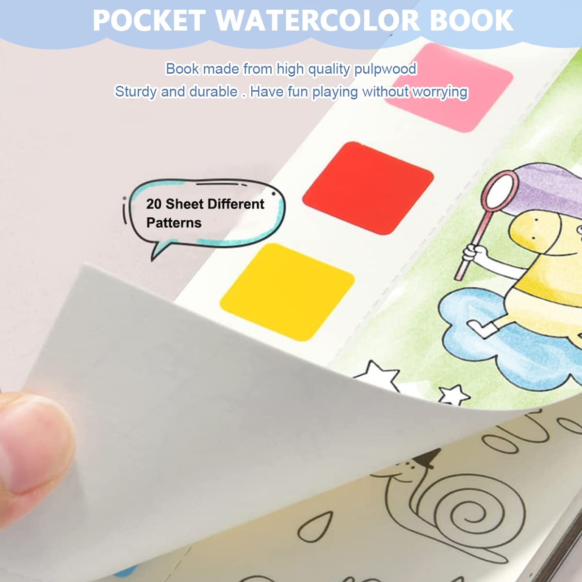 HASTHIP Magic Water Book for Kids - Frozen Elsa Princess Activity Coloring - 20 Sheets Watercolor Paint Book with 1 Brush - No Extra Paint Needed - Safe & Creative Educational Gift for 3+ Year Olds