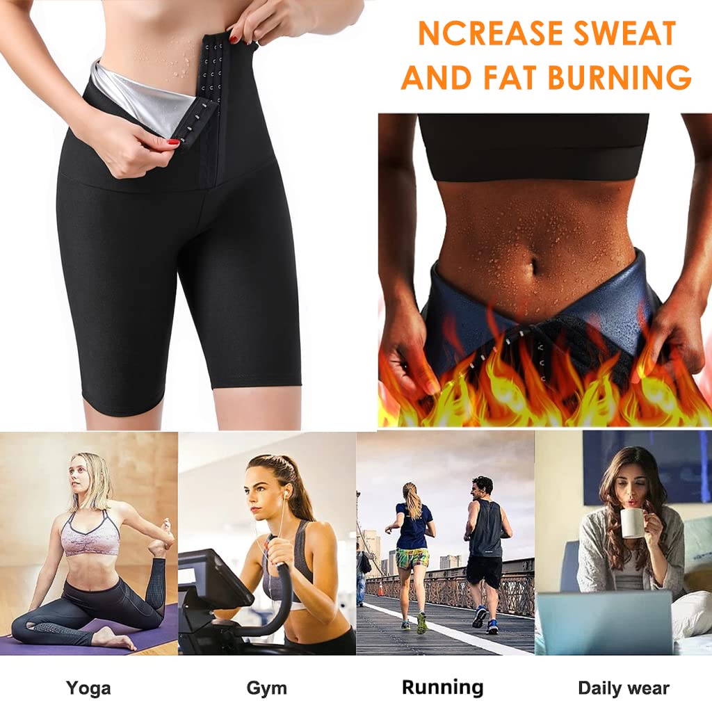 Optifit Hot Sweating Shapewear Pant for Women, Fat Burning Body Shaper for Tummy and Hips, Slimming Capri Pant Sauna Waist Cincher for Weight Loss with Neoprene Blue Film Coating Lining