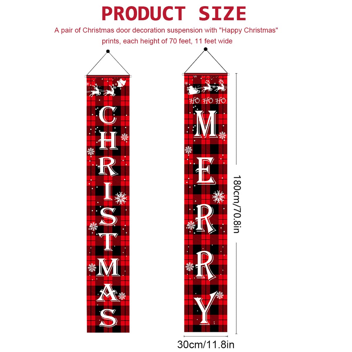 HASTHIP Christmas Decorations Outdoor Yard Front Porch Sign Set, Red Black Buffalo Plaid Door Banner, Hanging Merry Christmas Decorations for Home Indoor Outdoor Xmas Decor Wall Front Door Yard