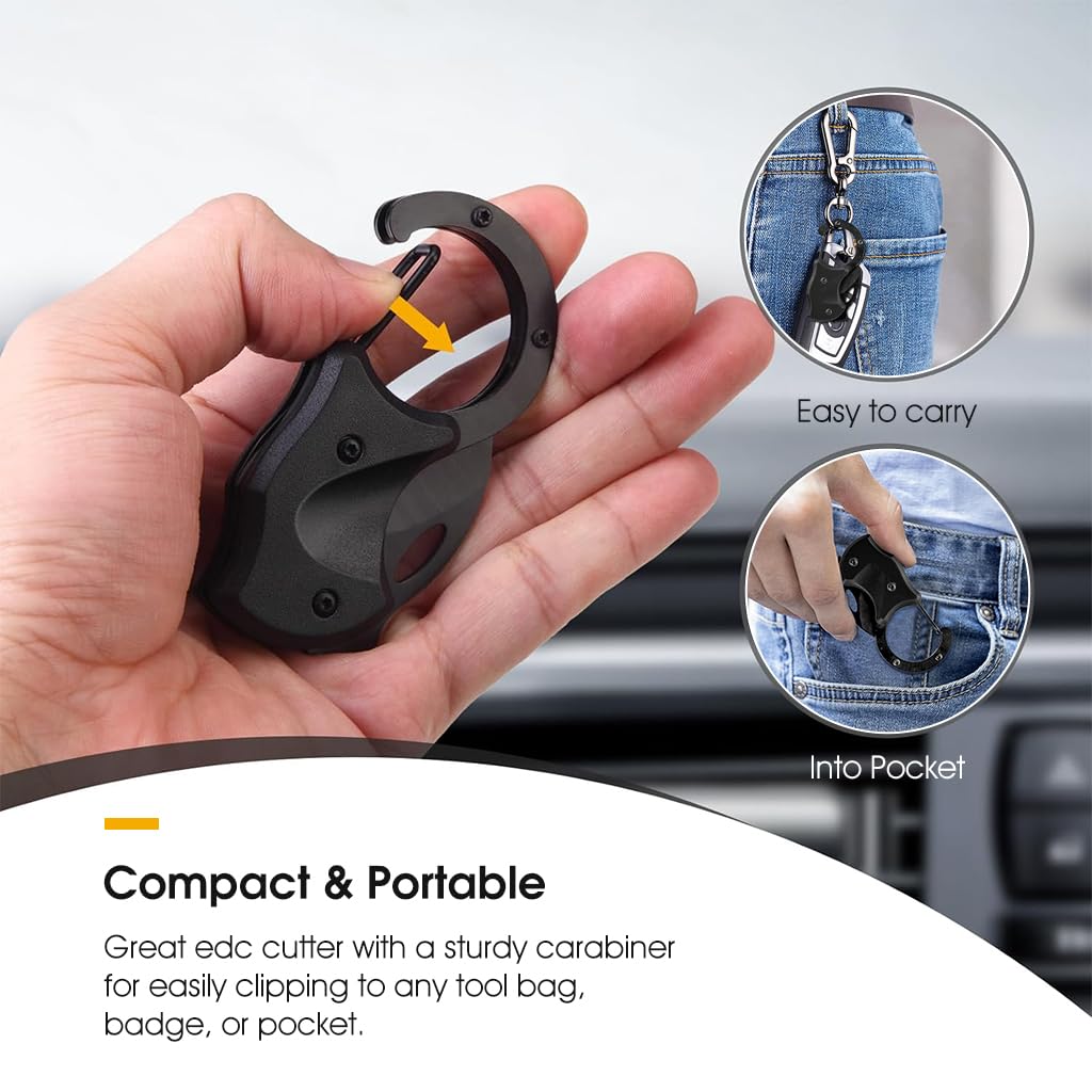 Proberos Pocket Cutter for Keychain Stainless Steel Mini 1.34 Inches Folding Cutter with Quick Release Carabiner Box Opener Cutter Self- Defence Gadget Multifunctional Folding Cutter