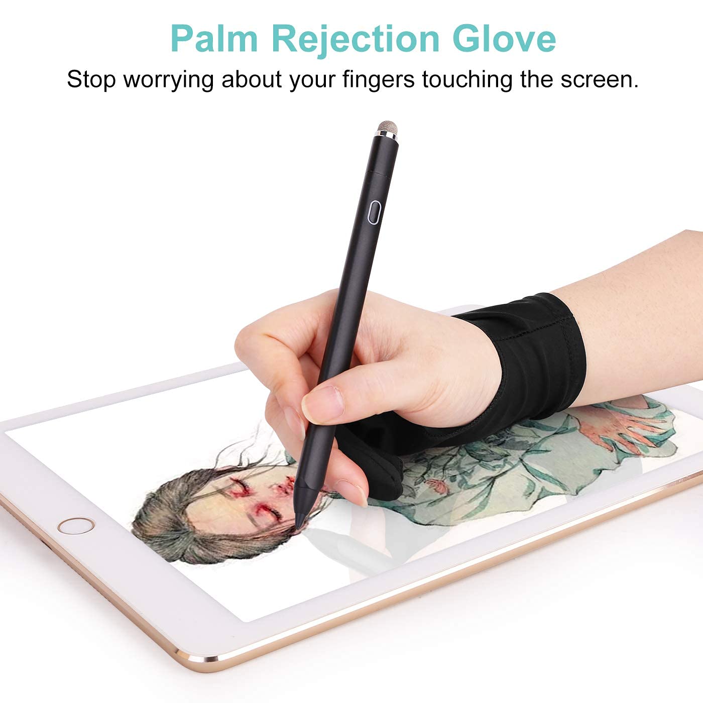 ZORBES 1 Pair Digital Drawing Glove Two Finger Glove for Wacom Tablet Artist Gloves, Graphic Drawing Gloves Tablet Gloves (M Size)