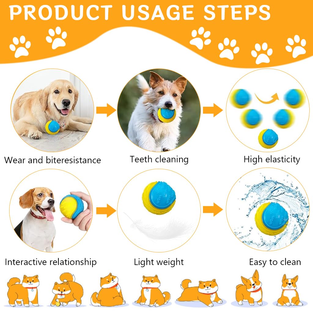 Qpets Squeaky Toys for Dogs, 3.5'' Dog Toy Ball Soft TPR Color Interactive Dog Balls, Squeaky Dog Ball Chew Toy for Dog Molar Interactive Pet Chasing Ball Toy (Randomly Distribute Ball Colors)