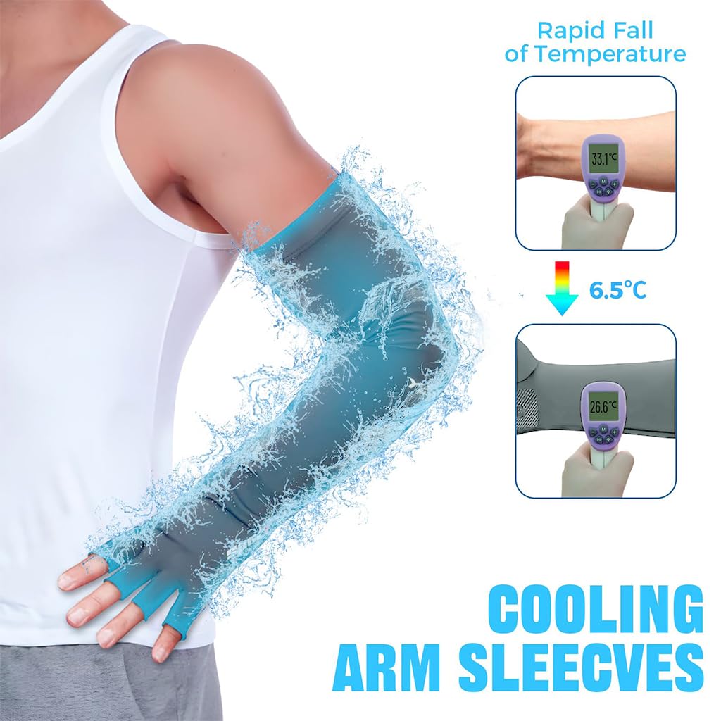 PALAY 1 Pairs Summer Glove Arm Sleeves UV Protection Sleeves One Piece Cool Silk Arm Sleeves Quick Dry Breathable Arm Sleeves for Driving, Riding, Hiking