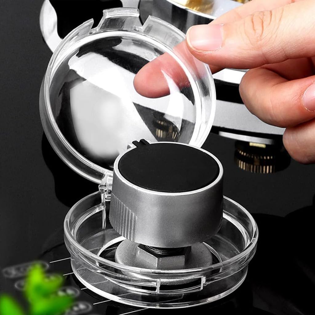 SNOWIE SOFT 5Pcs Gas Stove Knob Covers for Child Safety Transparent Snap-on Gas Stove Switch Covers with Flip-up Lid Plastic Stove Knob Covers Universal Size Kitchen Stove Knob Covers for Home Safety