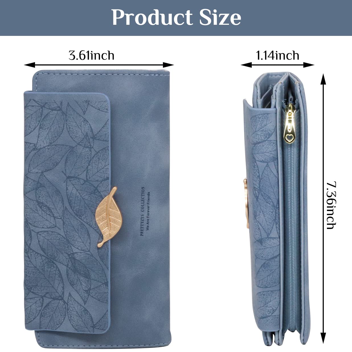 PALAY Women's Wallet PU Leather Long Wallet Credit Card Holder Hand Purse for Women with Holders Phone Pocket Girls Zipper Coin Purse