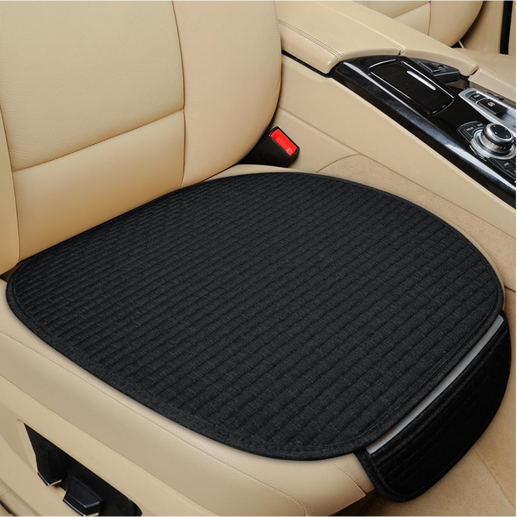 STHIRA® Silicone 6PCS Car Seat Covers Summer Breathable Front Cushion Mat Flax with Storage Pouch Long Rear Anti-Slip Anti-Scratches Black