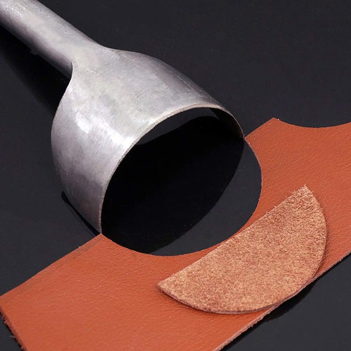 HASTHIP 7 Pieces Leather Craft Tools Half-Round Punch Arc-Shaped Leather Edge Cutter Punch for Crafting Strap Belt, Wallet and Bag DIY Handwork, 10-40mm