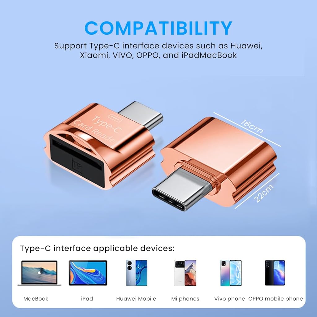 Verilux Micro SD Card Reader Mini Type C Card Reader TF Card Reader with Keychain USB C to Micro SD SDHC SDXC OTG Memory Card Reader Compatible with Laptops, MacBook