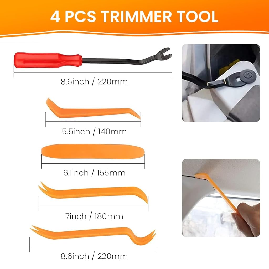 STHIRA Universal Car Bumper Retainer Clip Kit 100 Pcs Assorted Plastic Rivets Fasteners with 5 Fastener Removal Tools for Ford, GM, Chrysler, Toyota Car Tools for Trim, Fender, Radiator Shield