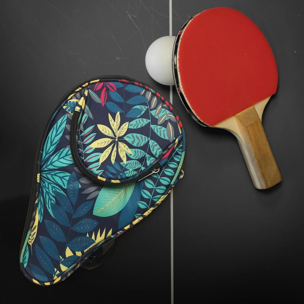 Proberos Carry Bag for Table Tennis Racket Fashion Printed Ping Pong Protective Bag Paddles Carry Bag for Girls Women Waterproof Table Tennis Racket Zipper Pouch Table Tennis Paddles Bag Travel Bag