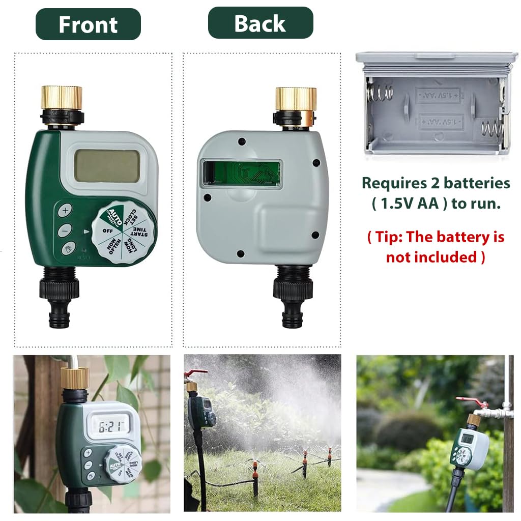 HASTHIP Drip Irrigation Timer for Garden Farm with Universal Faucet connector, Irrigation Water Timer, Easy to Use Automatic Watering System, Waterproof Digital Irrigation Timer System for Lawns