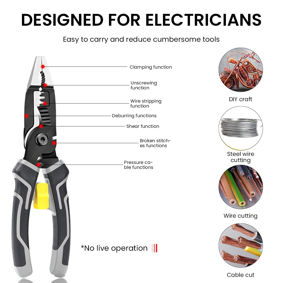 ZIBUYU 7-in-1 Wire Stripper, Wire Stripping Tool, Wire Cutter Stripping Tool for Electric Cable Stripping Cutting and Crimping