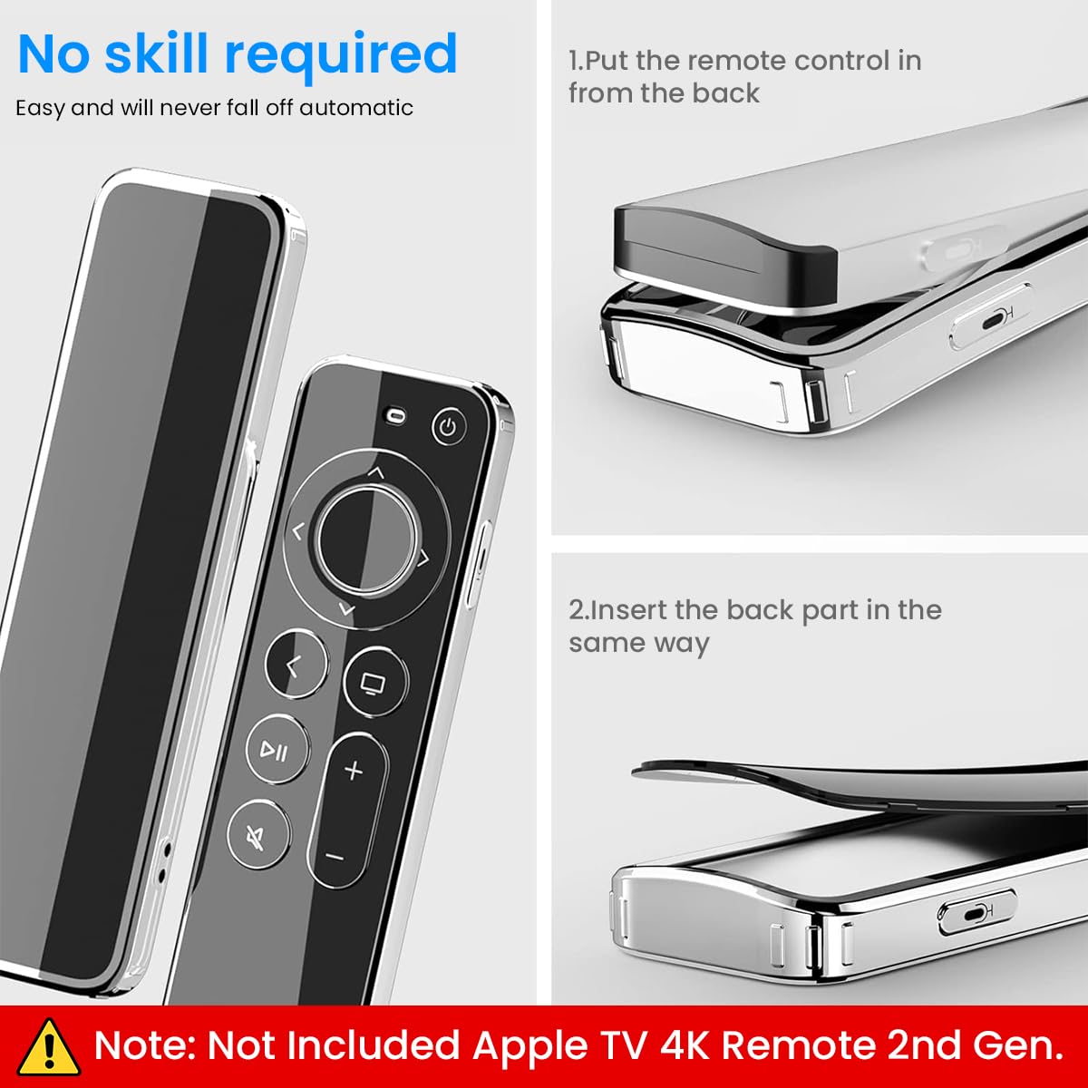 ZORBES Black TPU Case for Apple TV 4K Remote 2nd Gen. Apple TV 4K Case Remote 2nd Generation, TPU Anti-Scratch Protective Case Cover for Apple TV 4K Remote 2nd Gen