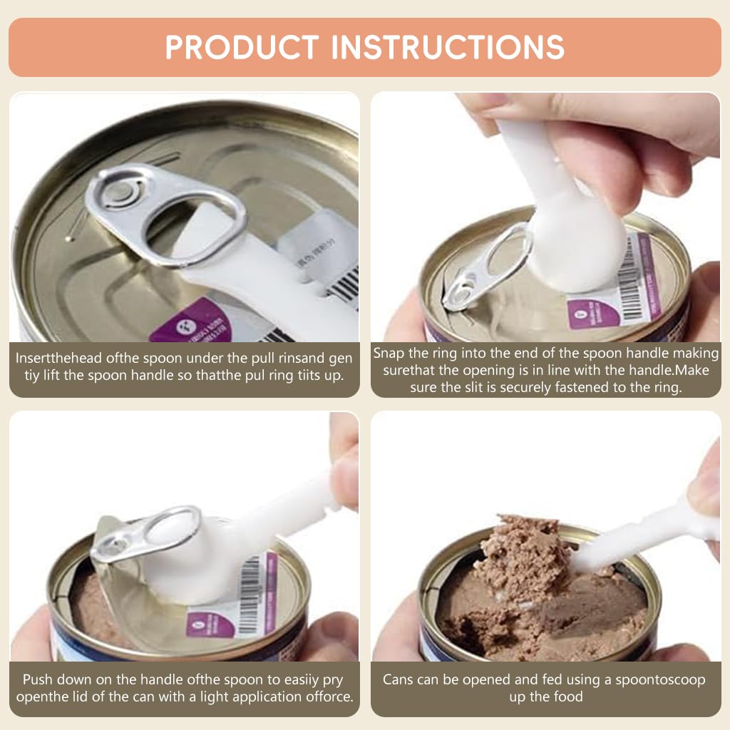 Qpets Dog Food Scoop, Pet Litter Food Scoop Set with Sealing Clip Handle and Canning Spoon - Pet Feeding Spoon Dry Food and Multipurpose Can Food Scoops for Cats and Dogs - Ice Cream Color