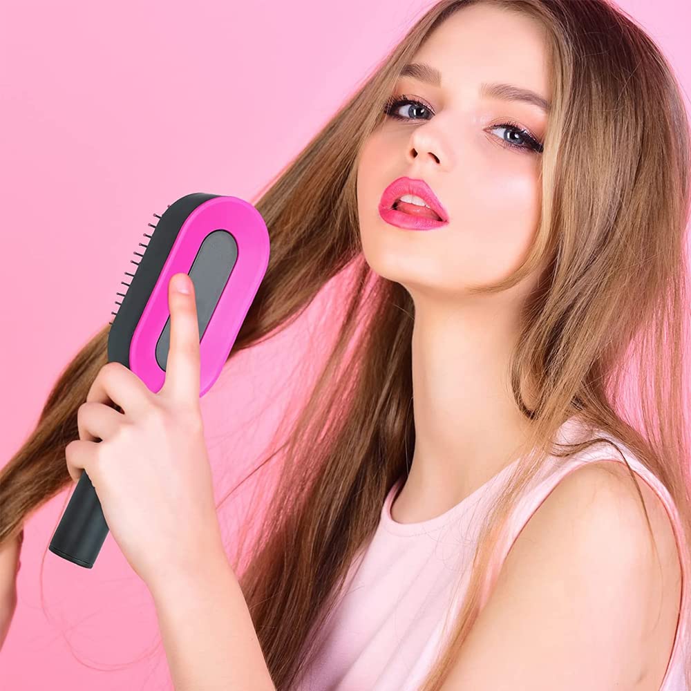MAYCREATE Self Cleaning Hair Brush for Women Men, 3D Airbag Cushion Hair Comb Massager Paddle Brush Hairdressing Detangling Anti Static Hairbrush