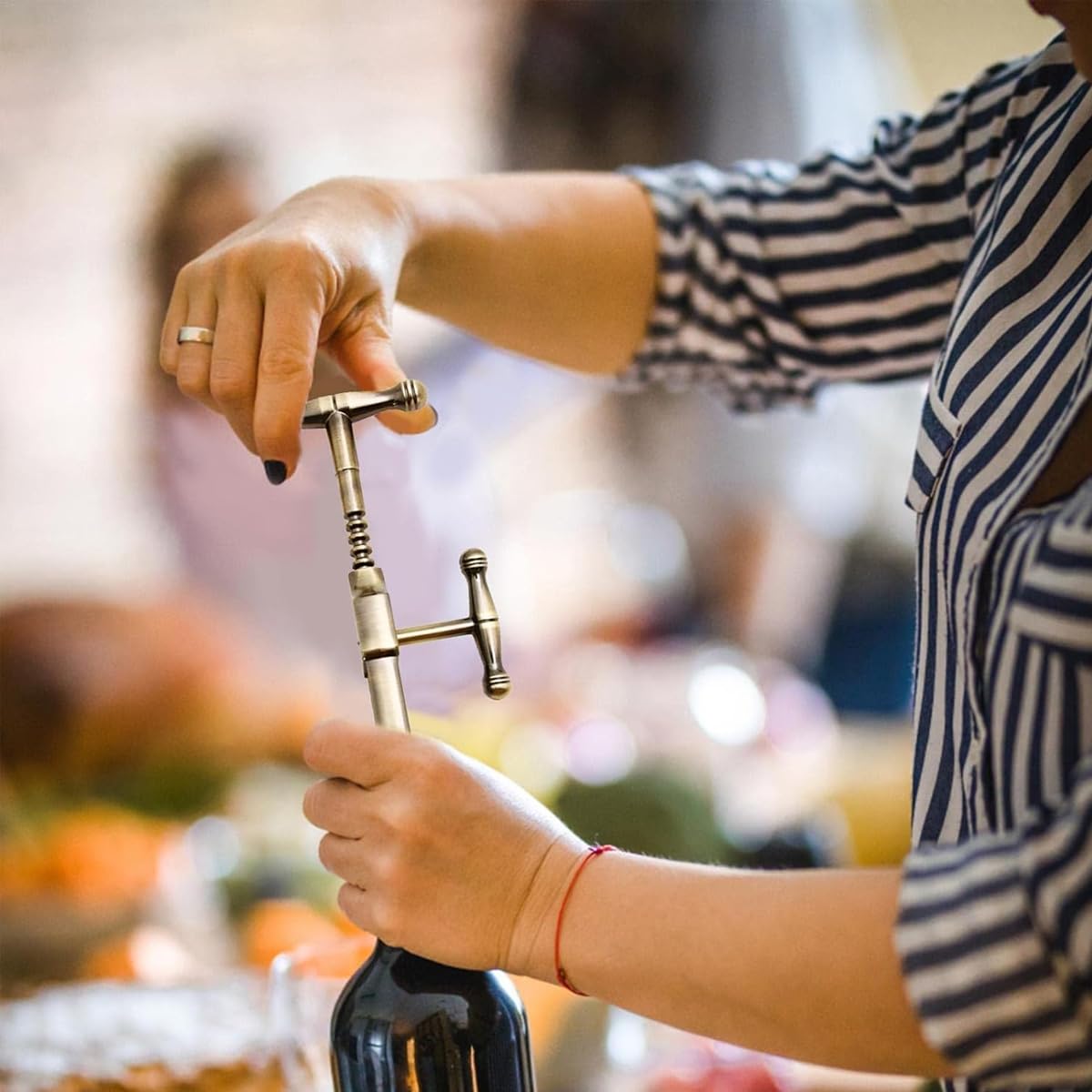 HASTHIP Wine Bottle Opener, Retro Zinc Alloy Wine Bottle Corkscrew Hand Cork Puller Bar Tool with Sturdy Lever Arms Creative Wine Opener for Home Bar Restaurant