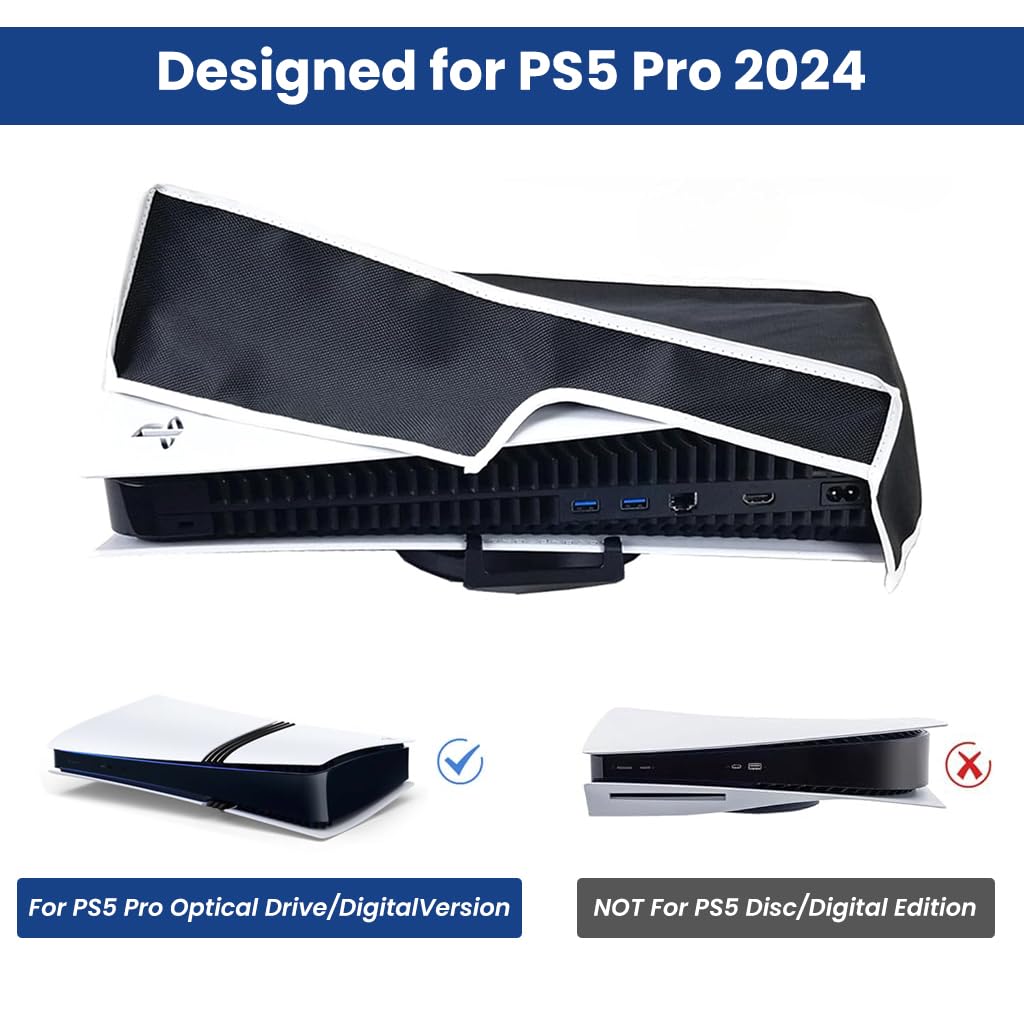 ZORBES Dust Cover for Sony PS5 Pro 2024, Washable Oxford Cloth Dust Cover Horizontal Dust Cover Sleeve for PS5 Pro Game Console Accessories