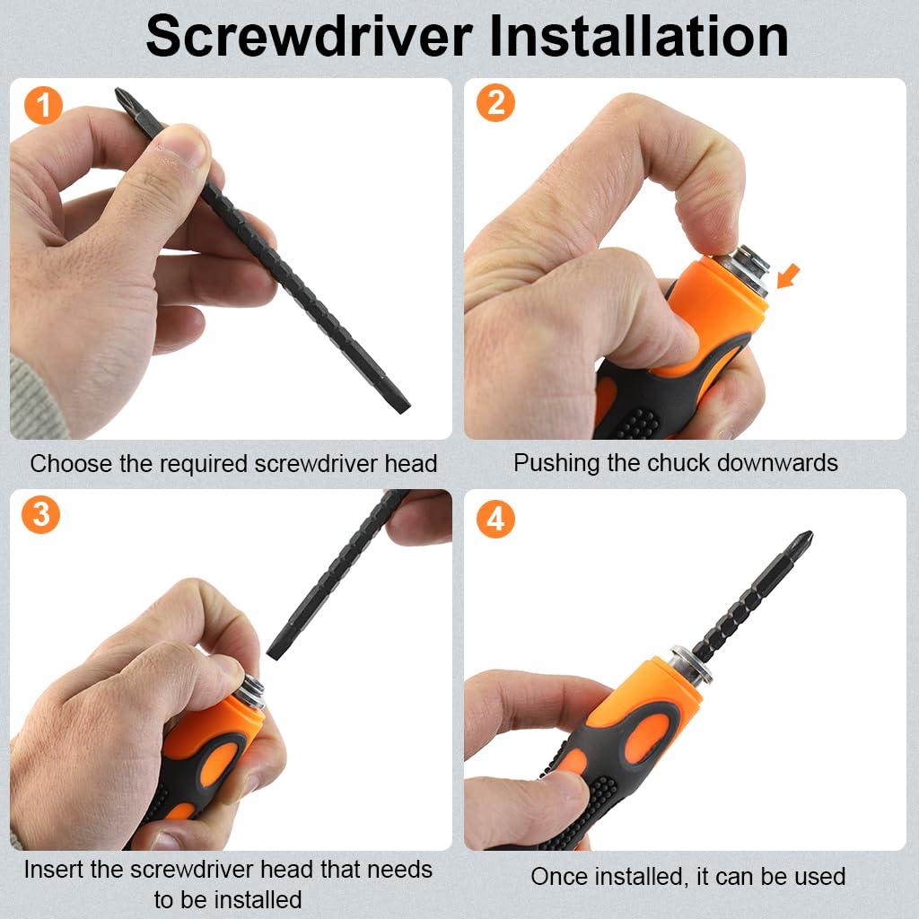 Serplex Specialized Screwdriver Set 16 Chrome Vanadium Steel Screwdriver Bits Long Shank Screwdriver Bits Rubberized Handle Screwdriver Repairing Tool for Electric Appliance, PC, Tablet