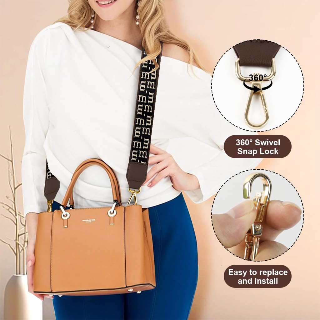 PALAY Bag Straps for Sling Bag Brown Shoulder Strap for Crossbody Bag Fashion Polyester Chain of Bag Quick Release Adjustable Satchel Chain Strap for Handbags - 33''-55''