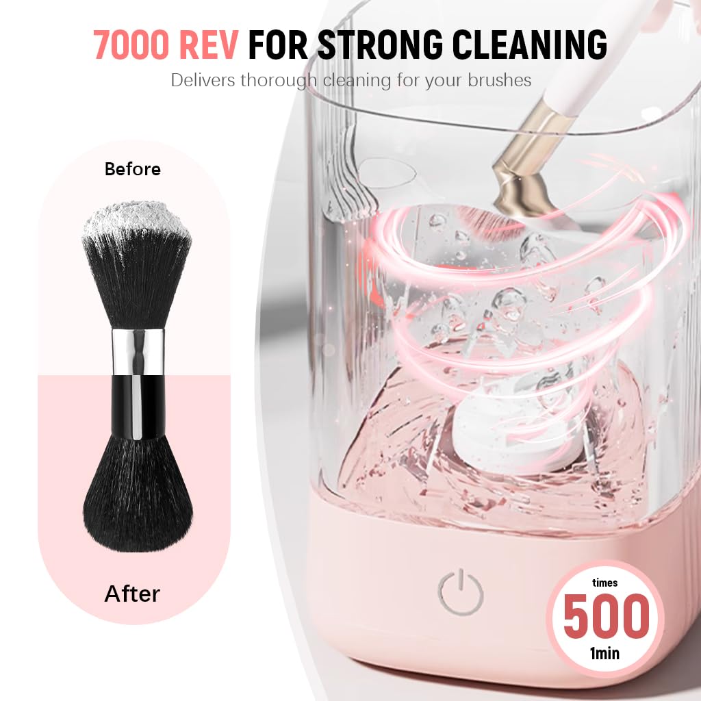 MAYCREATE Electric Makeup Brush Cleaner, Automatic Makeup Brush Cleaning Machine with Drying Rack & Handle, 2 in 1 Multi Makeup Brushes Cleaner Tool (USB Rechargeable )