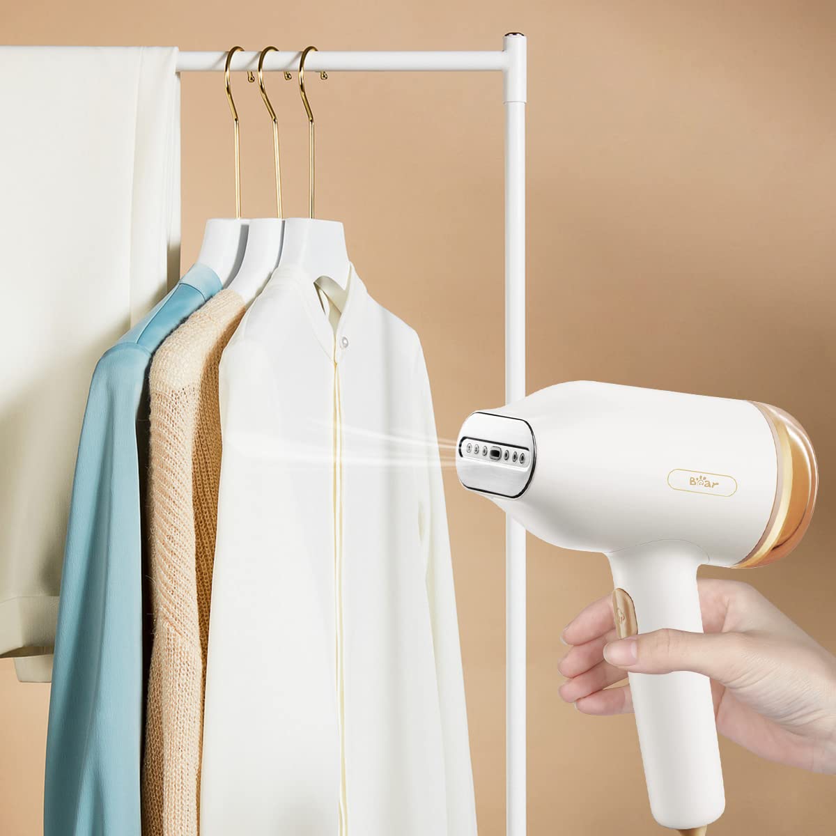 Bear Garment Steam Iron for Clothes 10S Fast Heat-up Portable Steam Iron Handheld Lightweight Cloth Wrinkles Remover Travel Iron Mini Hand Steamer for Clothes with Brush for Home and Travel