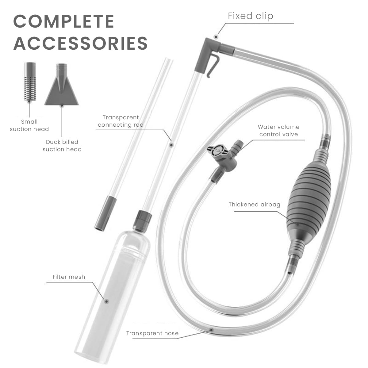 Qpets 3M Manual Fish Tank Cleaner, Fish Tank Siphon and Gravel Cleaner A Hand Syphon Pump to Drain Aquarium Cleaning Tool Gravel Cleaner Aquarium Siphon Pipe