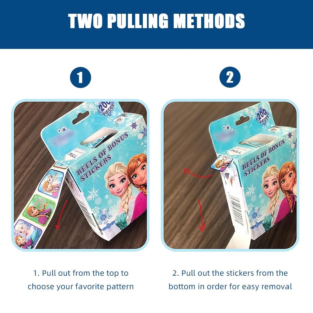 HASTHIP 200Pcs Frozen Stickers for Kids Rewards, 0.98-inch Elsa Princess Stickers of 10 Patterns, Party Bag Fillers Boys Girls Teachers as Reward Craft Scrapbooking in Box Gift Set